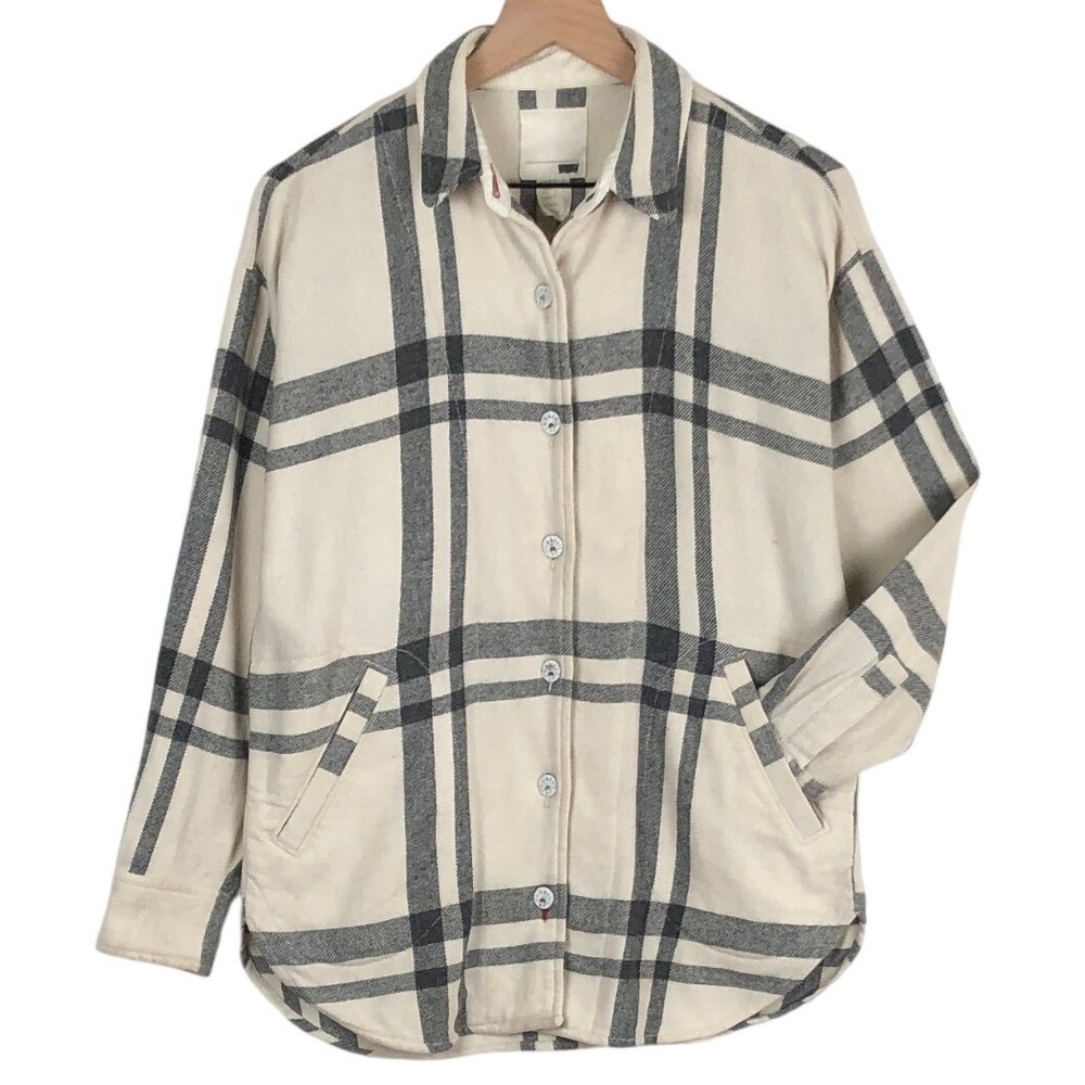 LEVI'S Wool Blend Plaid Shacket Shirt Jacket Pockets Button Sz